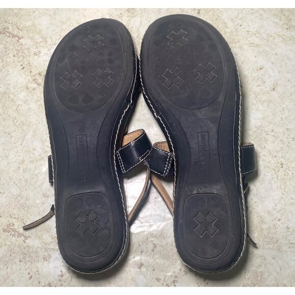 Naturalizer Womens Black Leather Sandals  Metallic Accents Adjustable Strap 8N - Picture 6 of 7